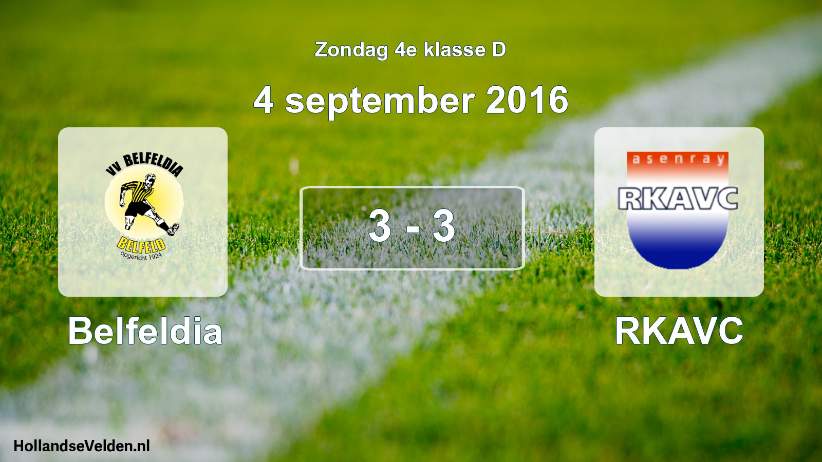 Total number of matches played: Belfeldia - RKAVC 3 - 3 (4 September 2016)