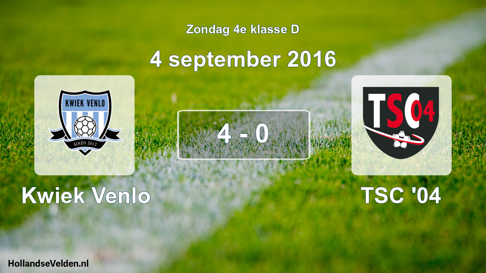 Total number of matches played: Kwiek Venlo - TSC '04 4 - 0 (4 September 2016)