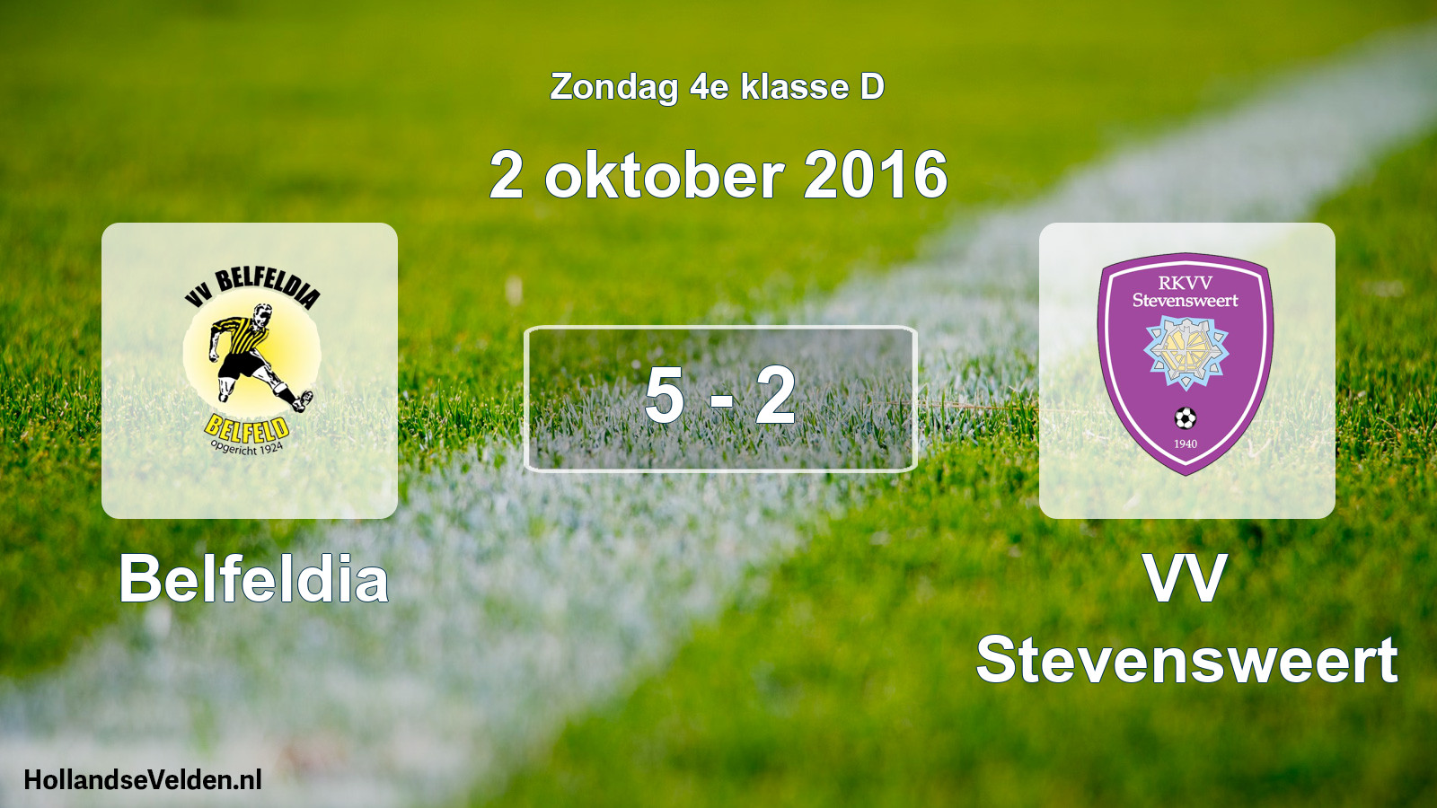Total number of matches played: Belfeldia - VV Stevensweert 5 - 2 (2 October 2016)