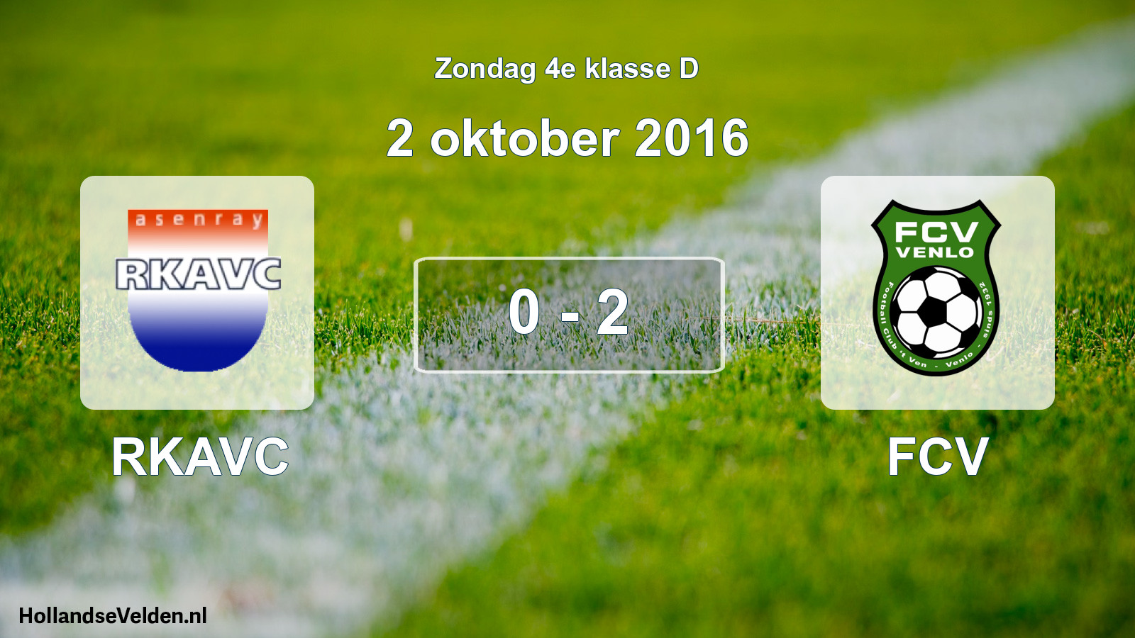 Total number of matches played: RKAVC - FCV 0 - 2 (2 October 2016)