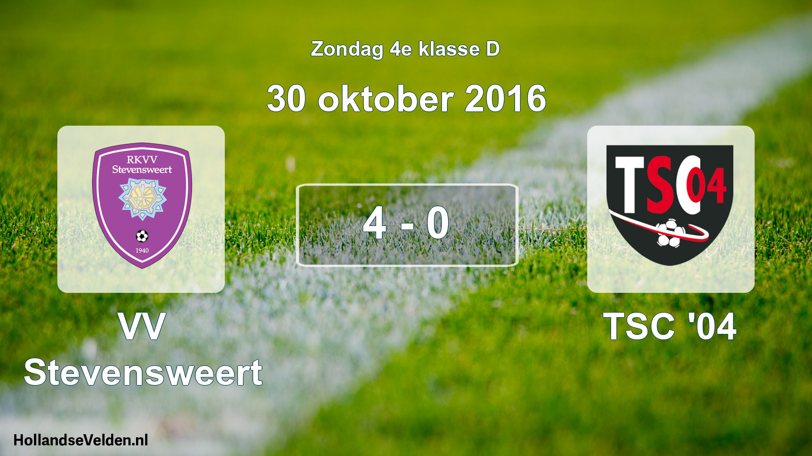 Total number of matches played: VV Stevensweert - TSC '04 4 - 0 (30 October 2016)