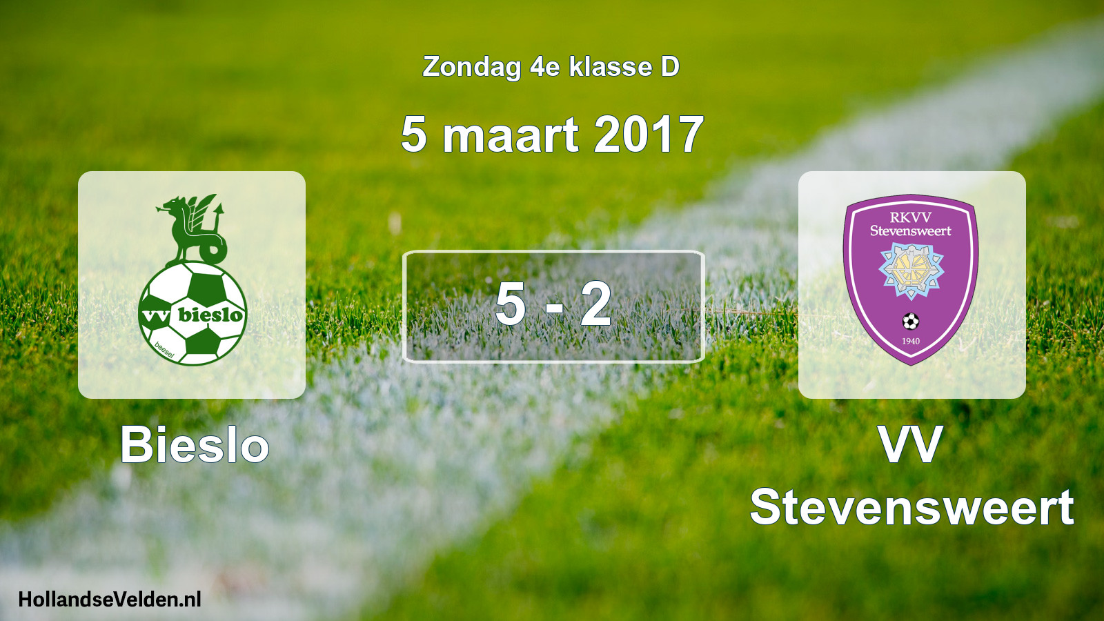 Total number of matches played: Bieslo - VV Stevensweert 5 - 2 (5 March 2017)