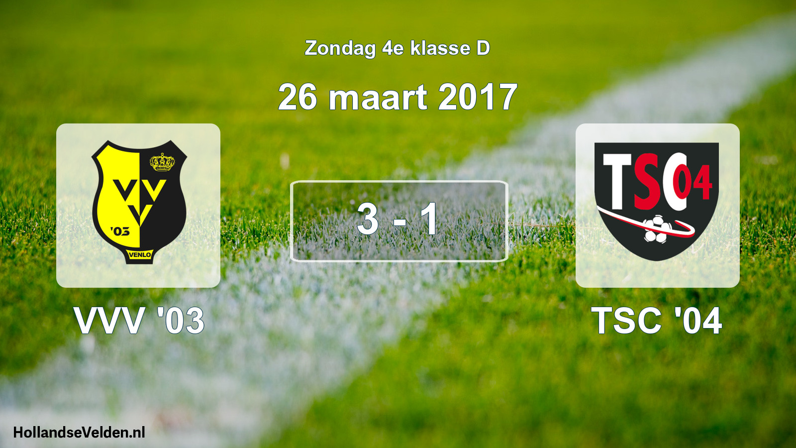 Total number of matches played: VVV '03 - TSC '04 3 - 1 (26 March 2017)