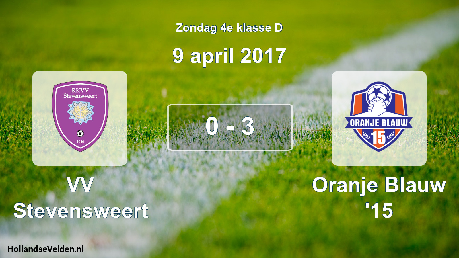 Total number of matches played: VV Stevensweert - Oranje Blauw '15 0 - 3 (9 April 2017)