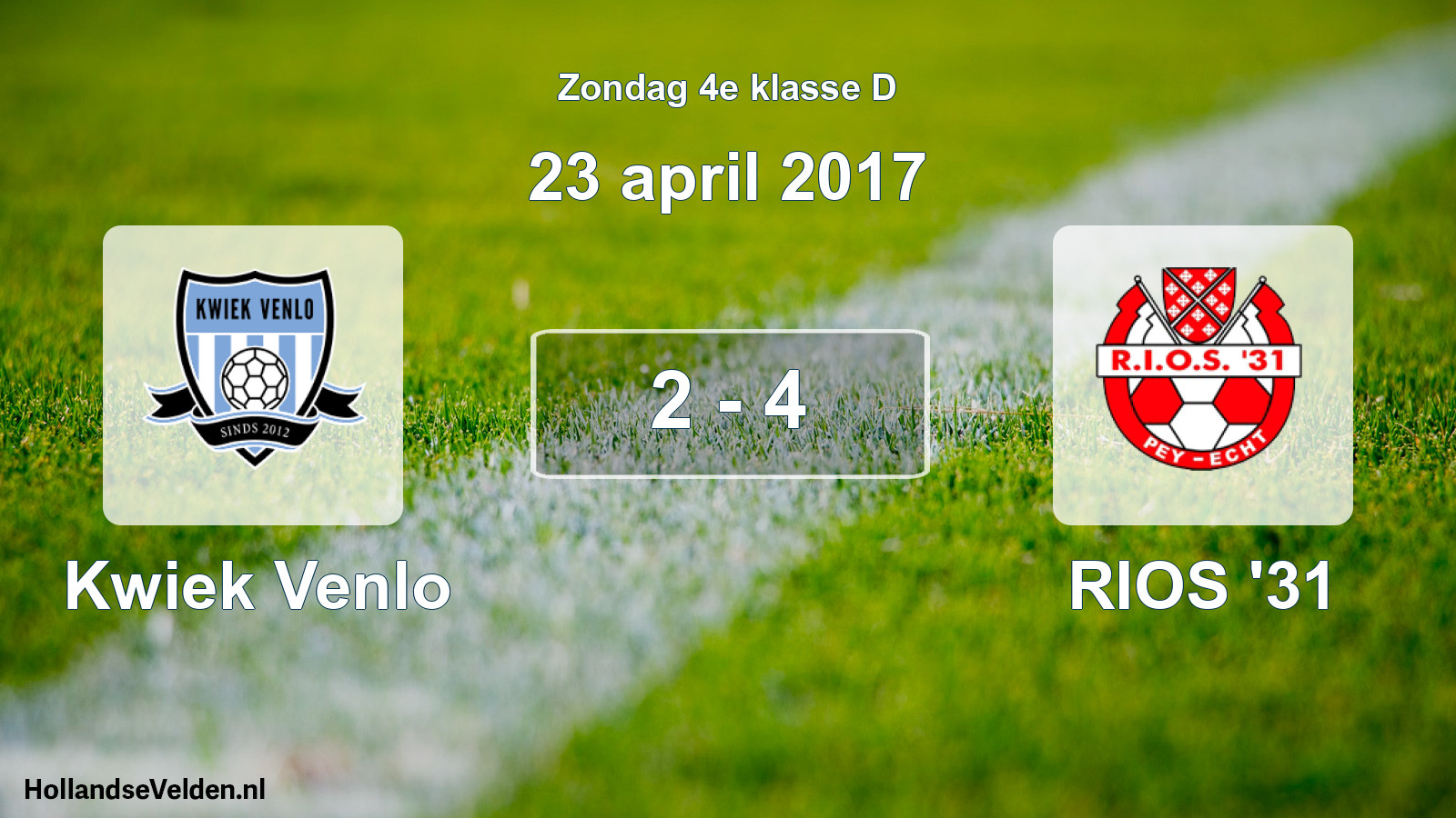 Total number of matches played: Kwiek Venlo - RIOS '31 2 - 4 (23 April 2017)