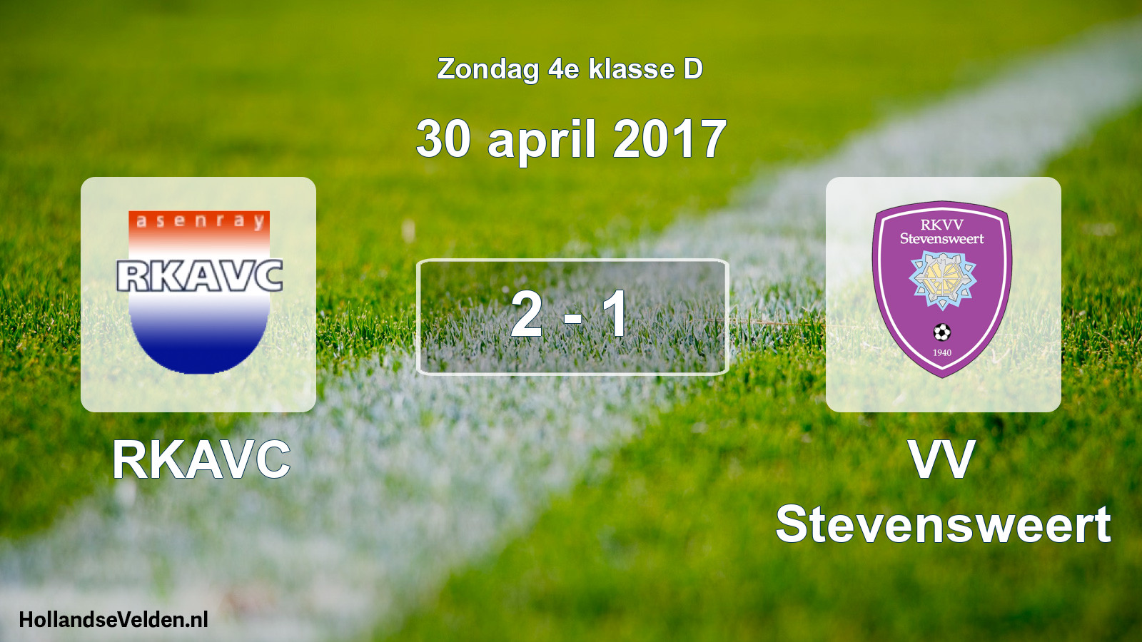 Total number of matches played: RKAVC - VV Stevensweert 2 - 1 (30 April 2017)