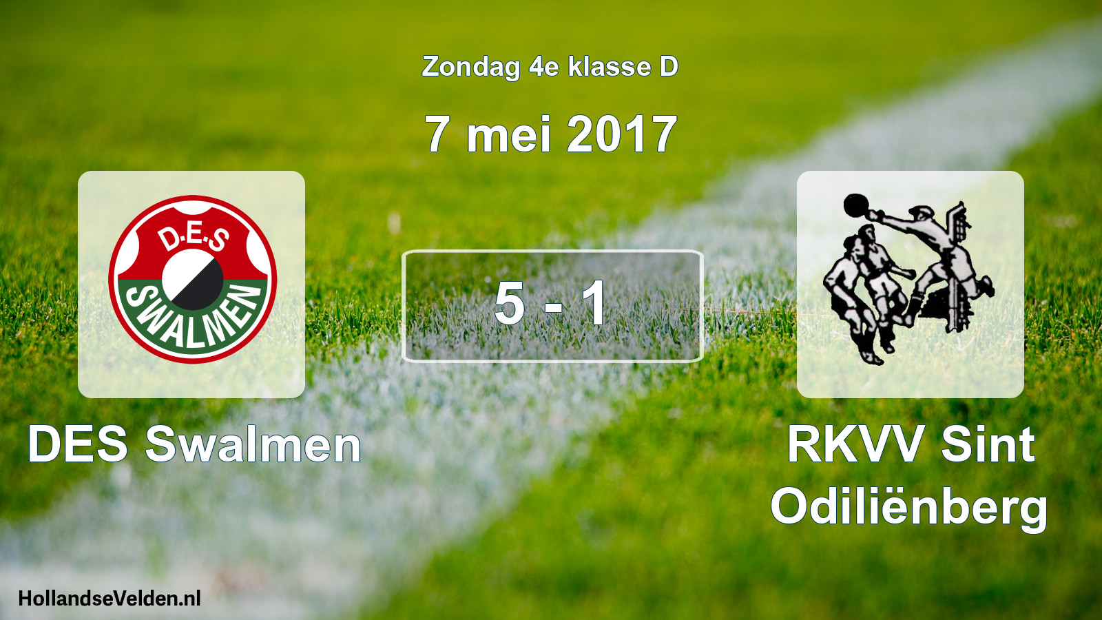 Total number of matches played: DES Swalmen - RKVV Sint Odiliënberg 5 - 1 (7 May 2017)