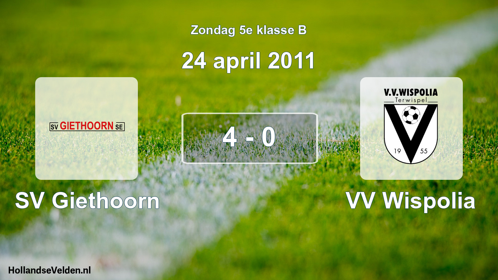 Total number of matches played: SV Giethoorn - VV Wispolia 4 - 0 (24 April 2011)