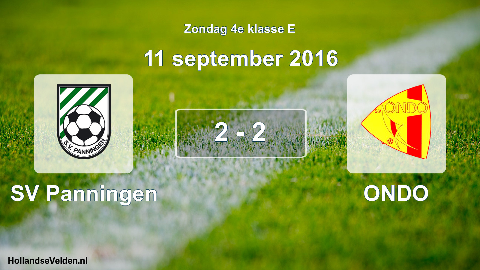 Total number of matches played: SV Panningen - ONDO 2 - 2 (11 September 2016)