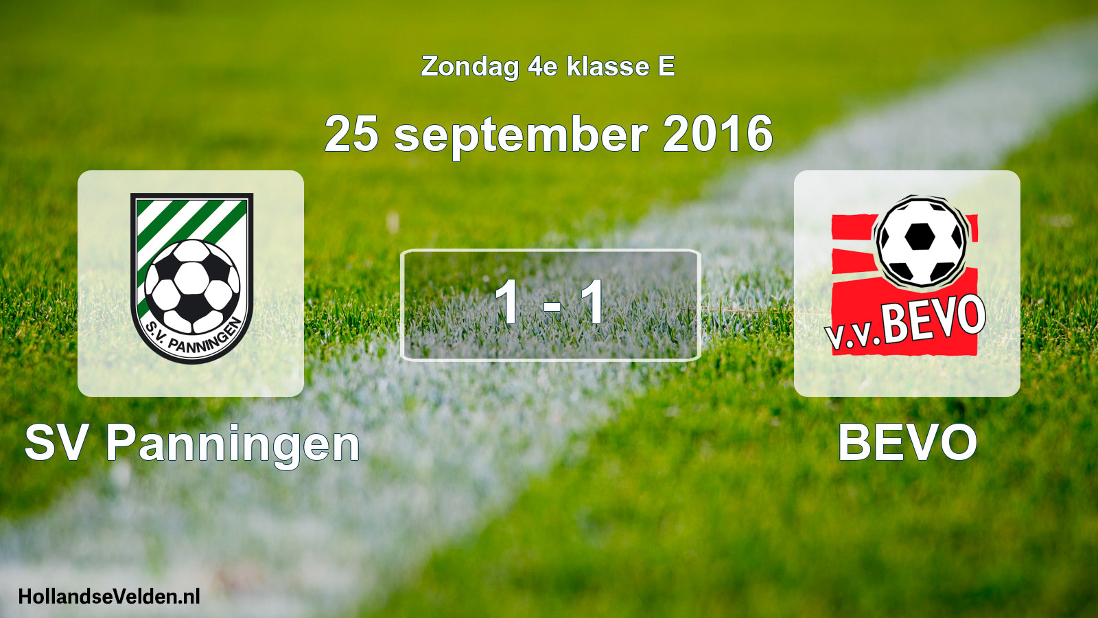 Total number of matches played: SV Panningen - BEVO 1 - 1 (25 September 2016)