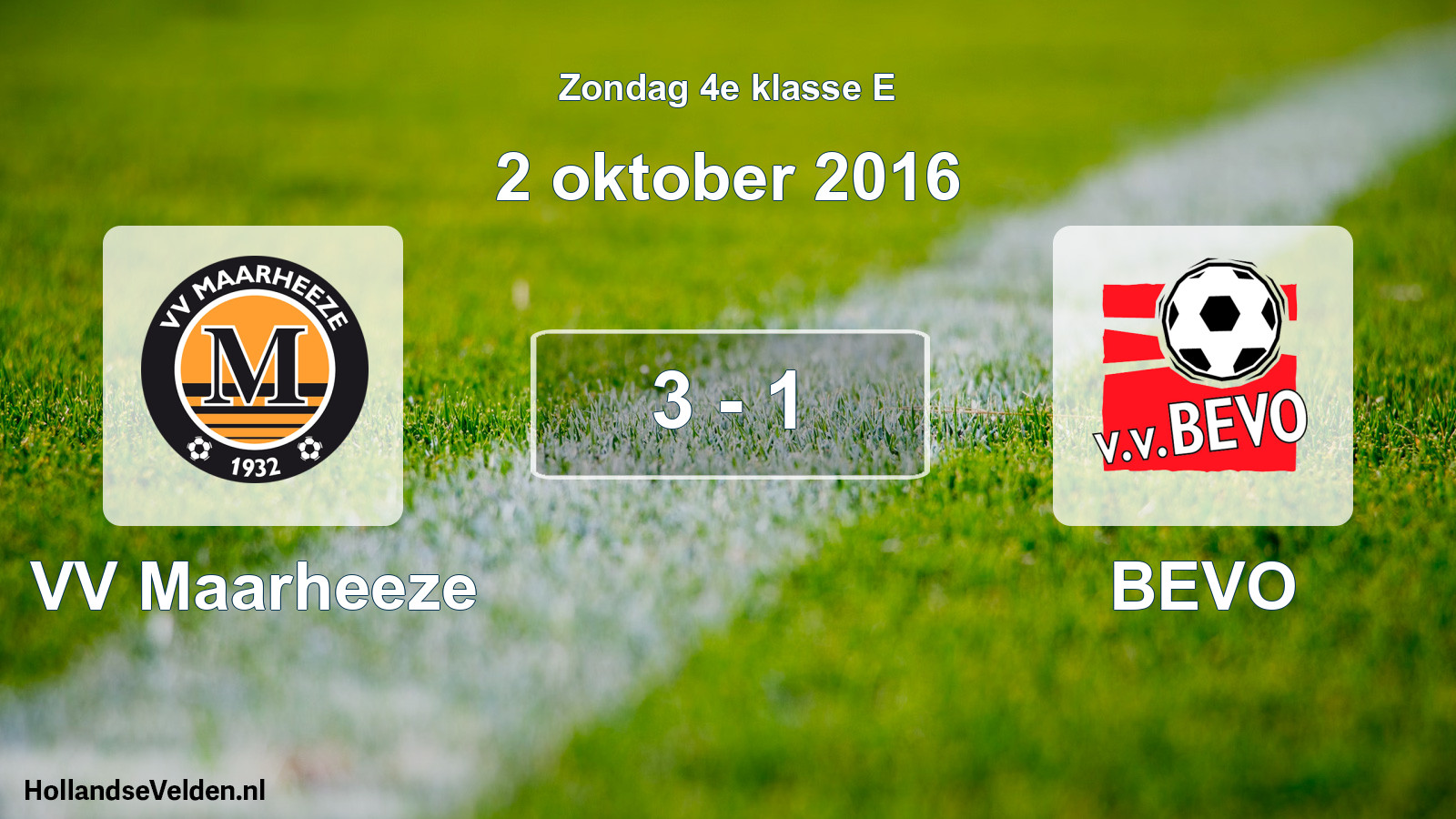 Total number of matches played: VV Maarheeze - BEVO 3 - 1 (2 October 2016)