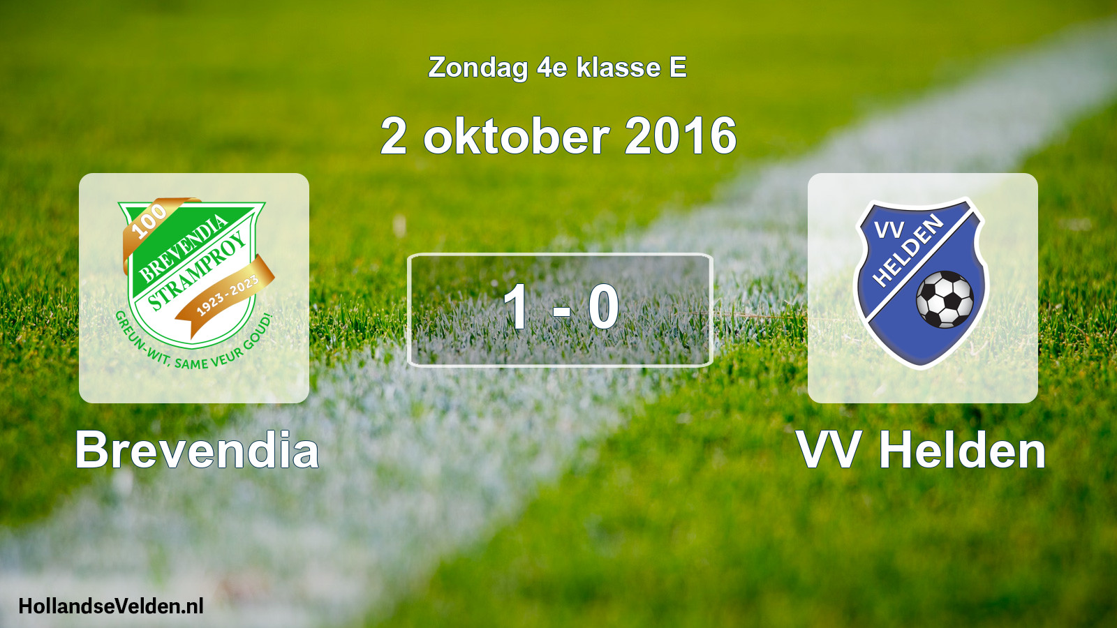 Total number of matches played: Brevendia - VV Helden 1 - 0 (2 October 2016)