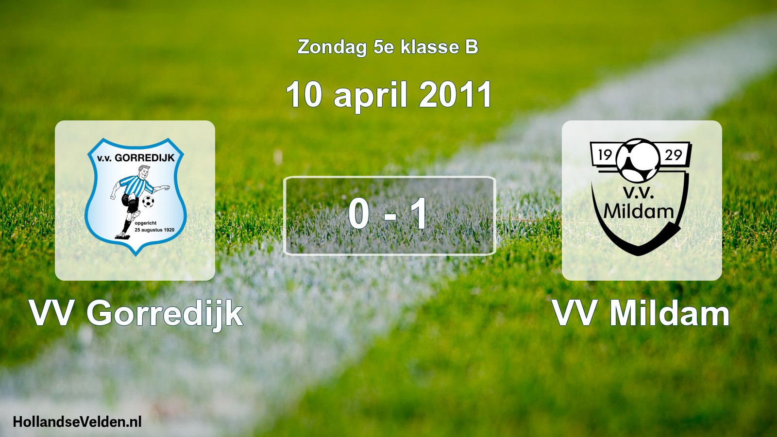 Total number of matches played: VV Gorredijk - VV Mildam 0 - 1 (10 April 2011)