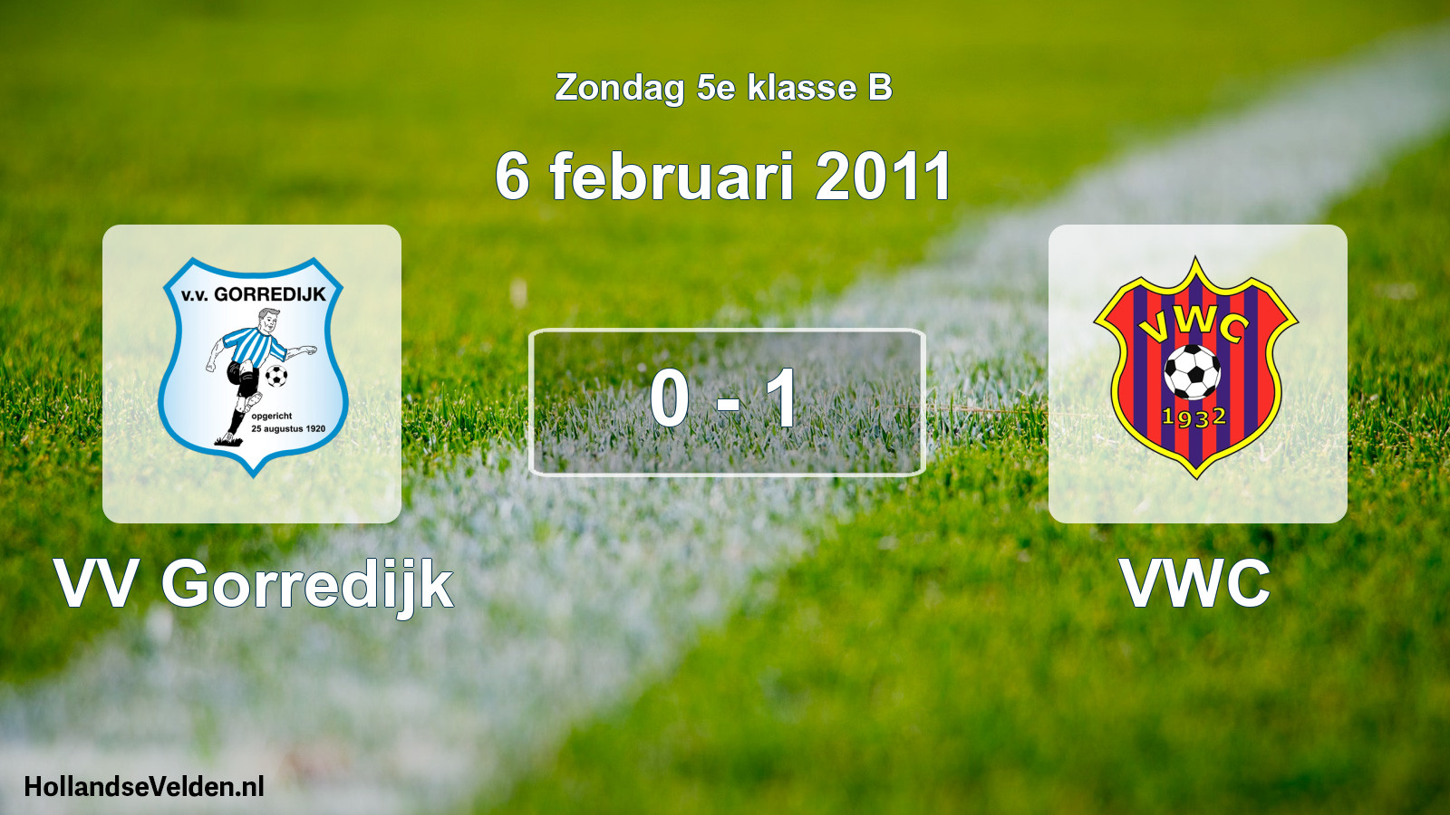Total number of matches played: VV Gorredijk - VWC 0 - 1 (6 February 2011)
