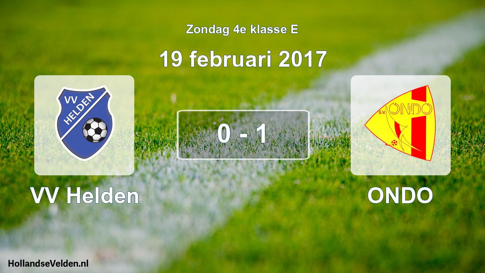 Total number of matches played: VV Helden - ONDO 0 - 1 (19 February 2017)