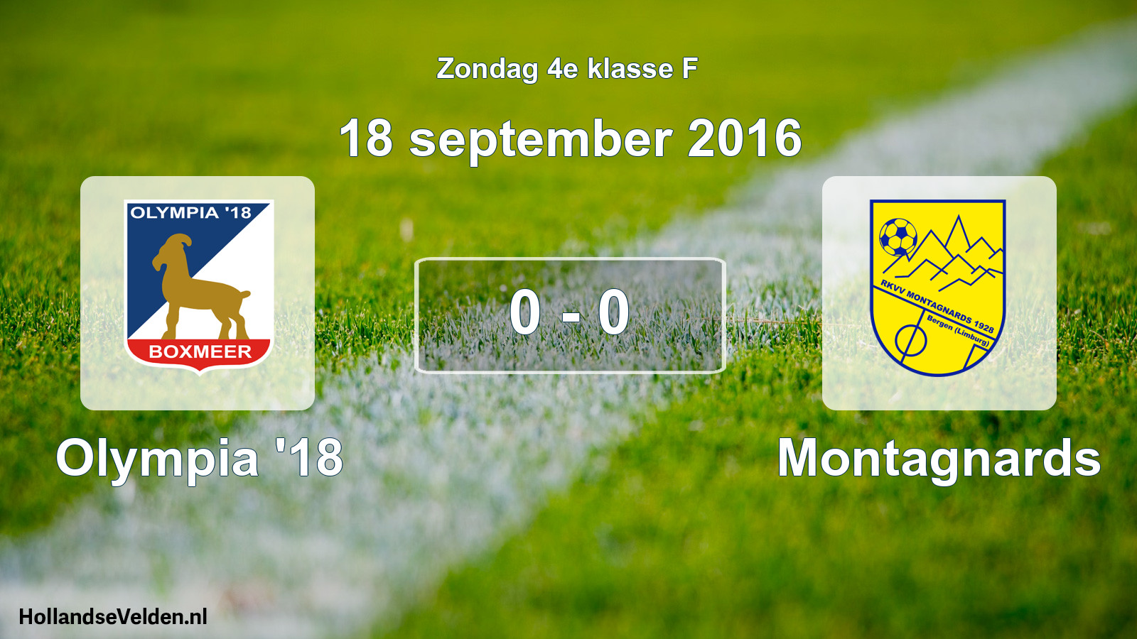 Total number of matches played: Olympia '18 - Montagnards 0 - 0 (18 September 2016)