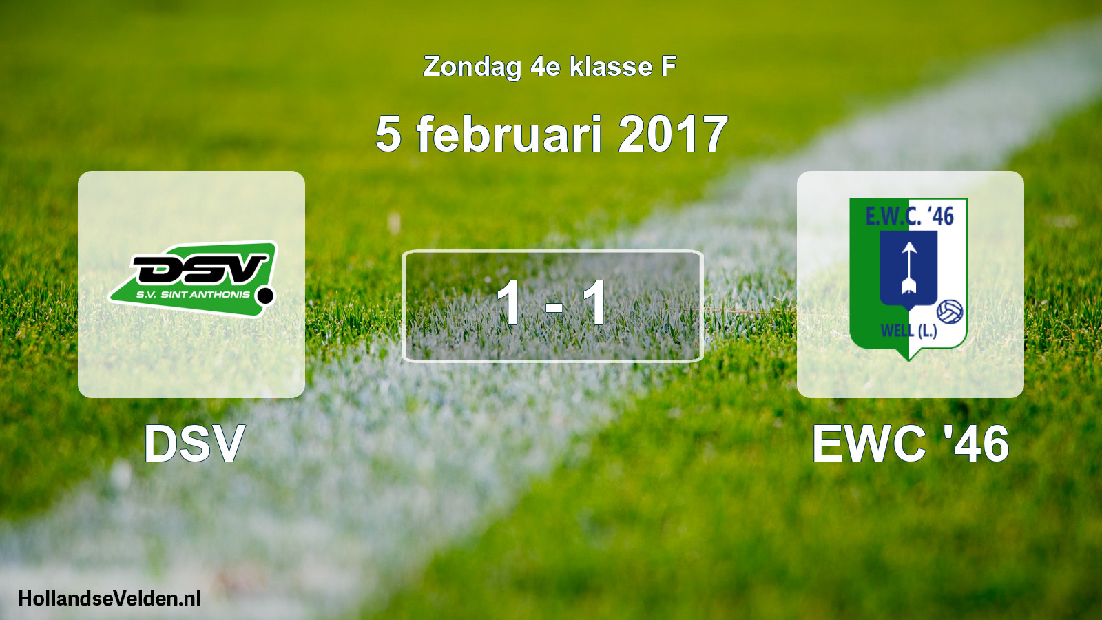 Total number of matches played: DSV - EWC '46 1 - 1 (5 February 2017)