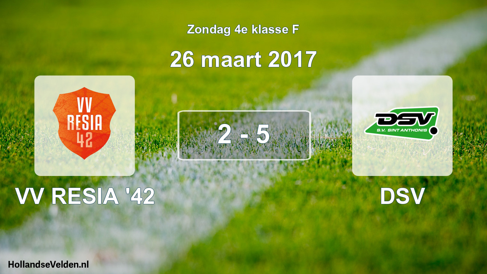 Total number of matches played: VV RESIA '42 - DSV 2 - 5 (26 March 2017)