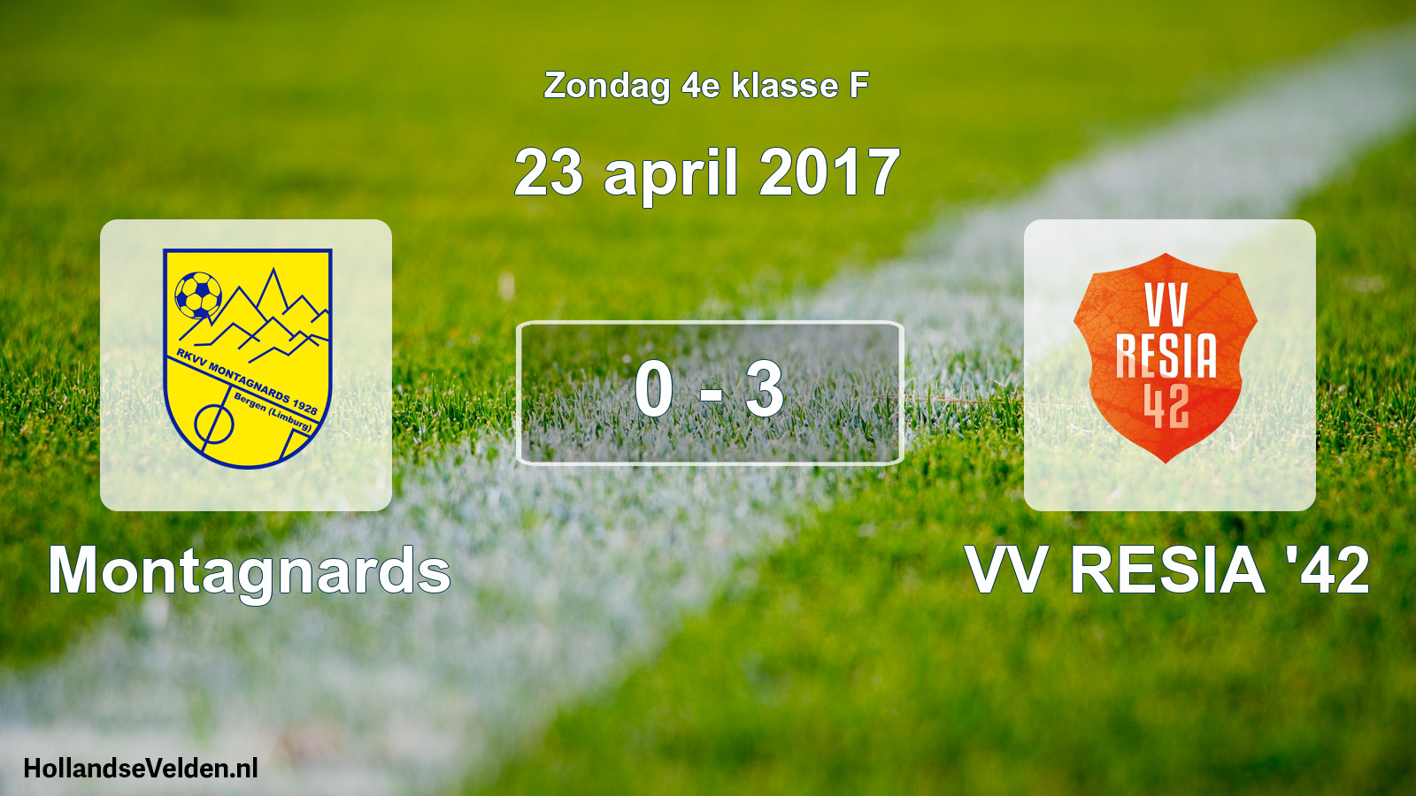 Total number of matches played: Montagnards - VV RESIA '42 0 - 3 (23 April 2017)