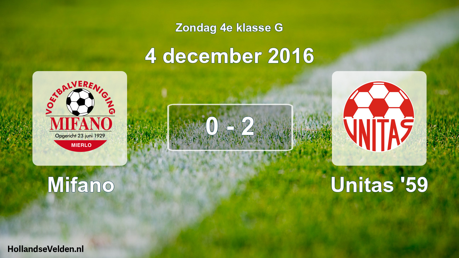 Total number of matches played: Mifano - Unitas '59 0 - 2 (4 December 2016)