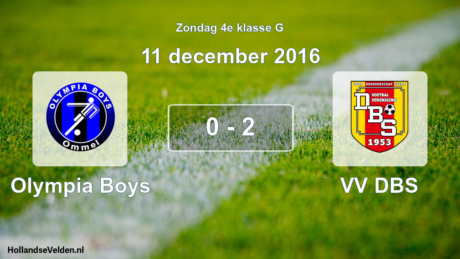 Total number of matches played: Olympia Boys - VV DBS 0 - 2 (11 December 2016)