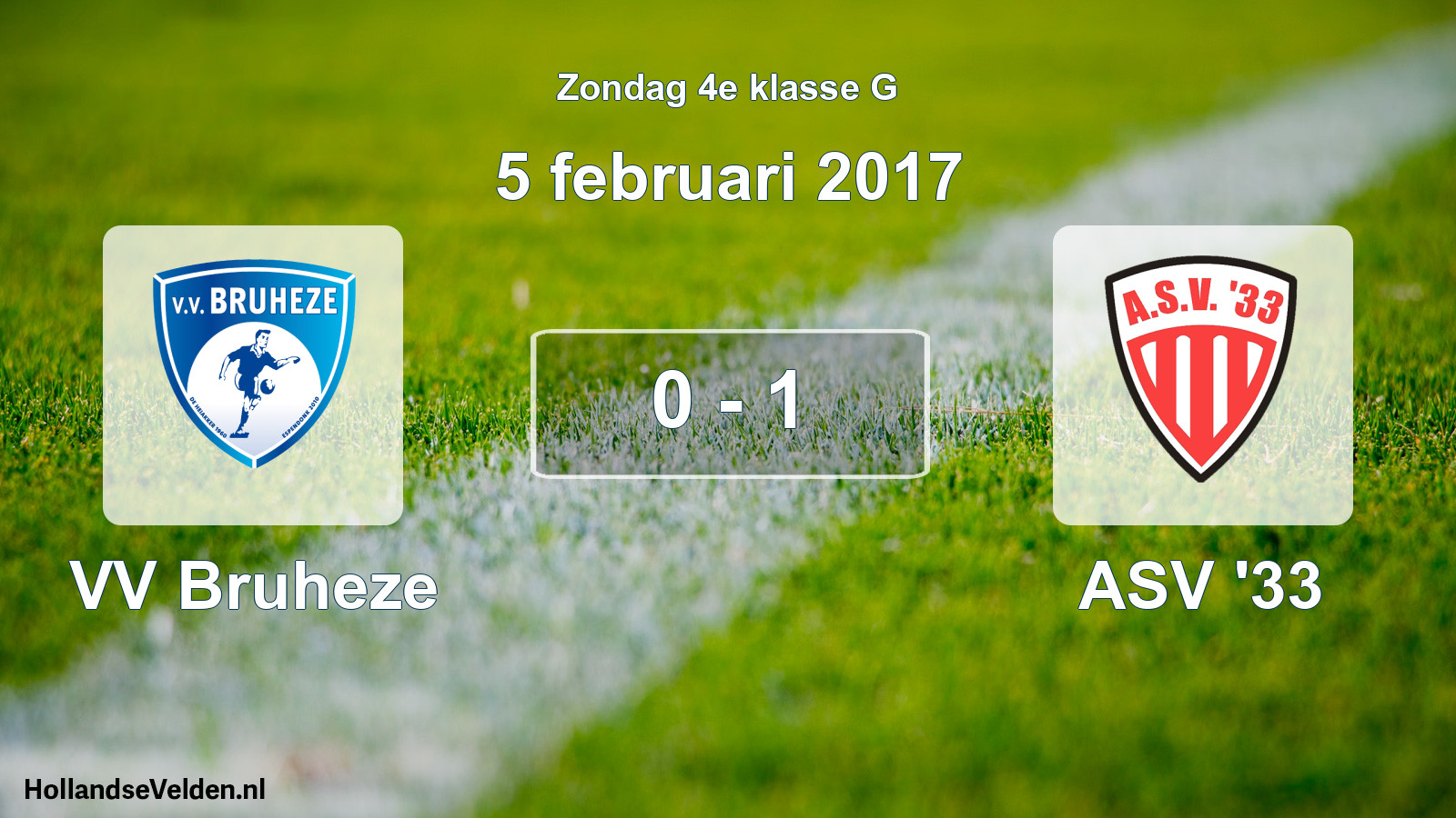Total number of matches played: VV Bruheze - ASV '33 0 - 1 (5 February 2017)