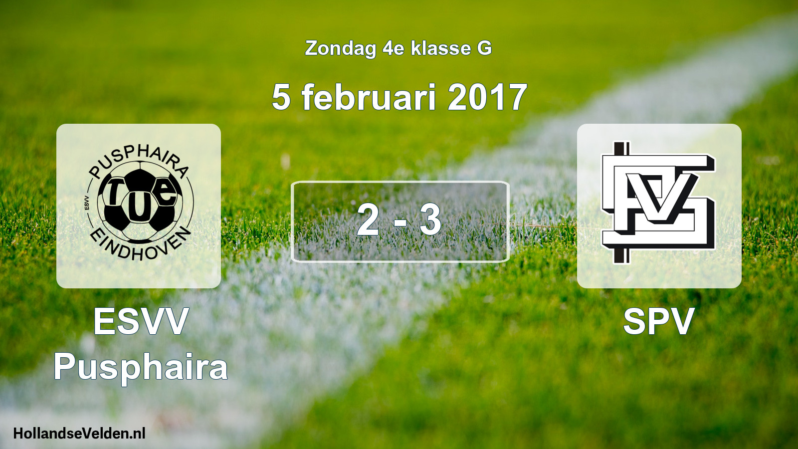 Total number of matches played: ESVV Pusphaira - SPV 2 - 3 (5 February 2017)