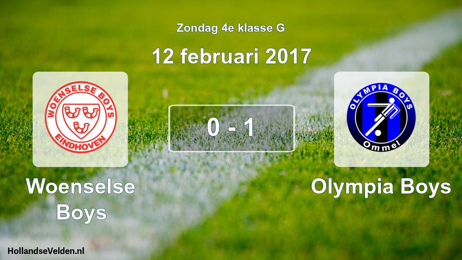 Total number of matches played: Woenselse Boys - Olympia Boys 0 - 1 (12 February 2017)
