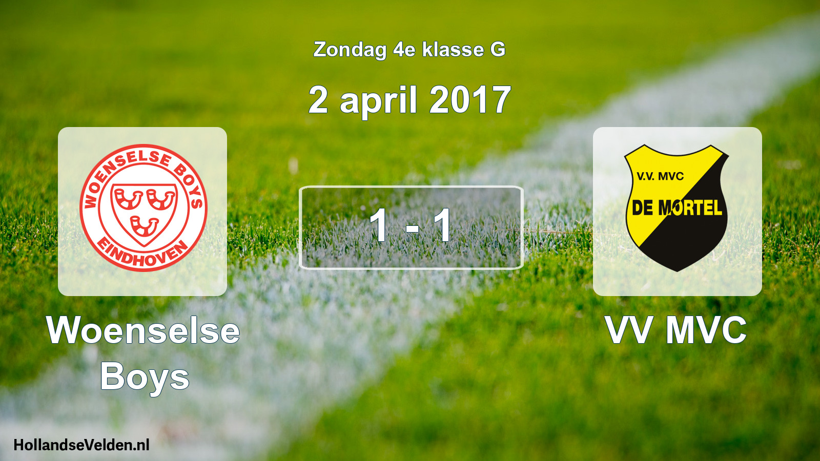Total number of matches played: Woenselse Boys - VV MVC 1 - 1 (2 April 2017)