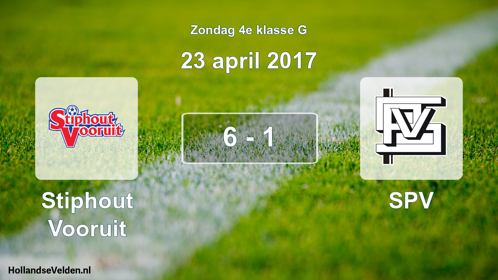 Total number of matches played: Stiphout Vooruit - SPV 6 - 1 (23 April 2017)