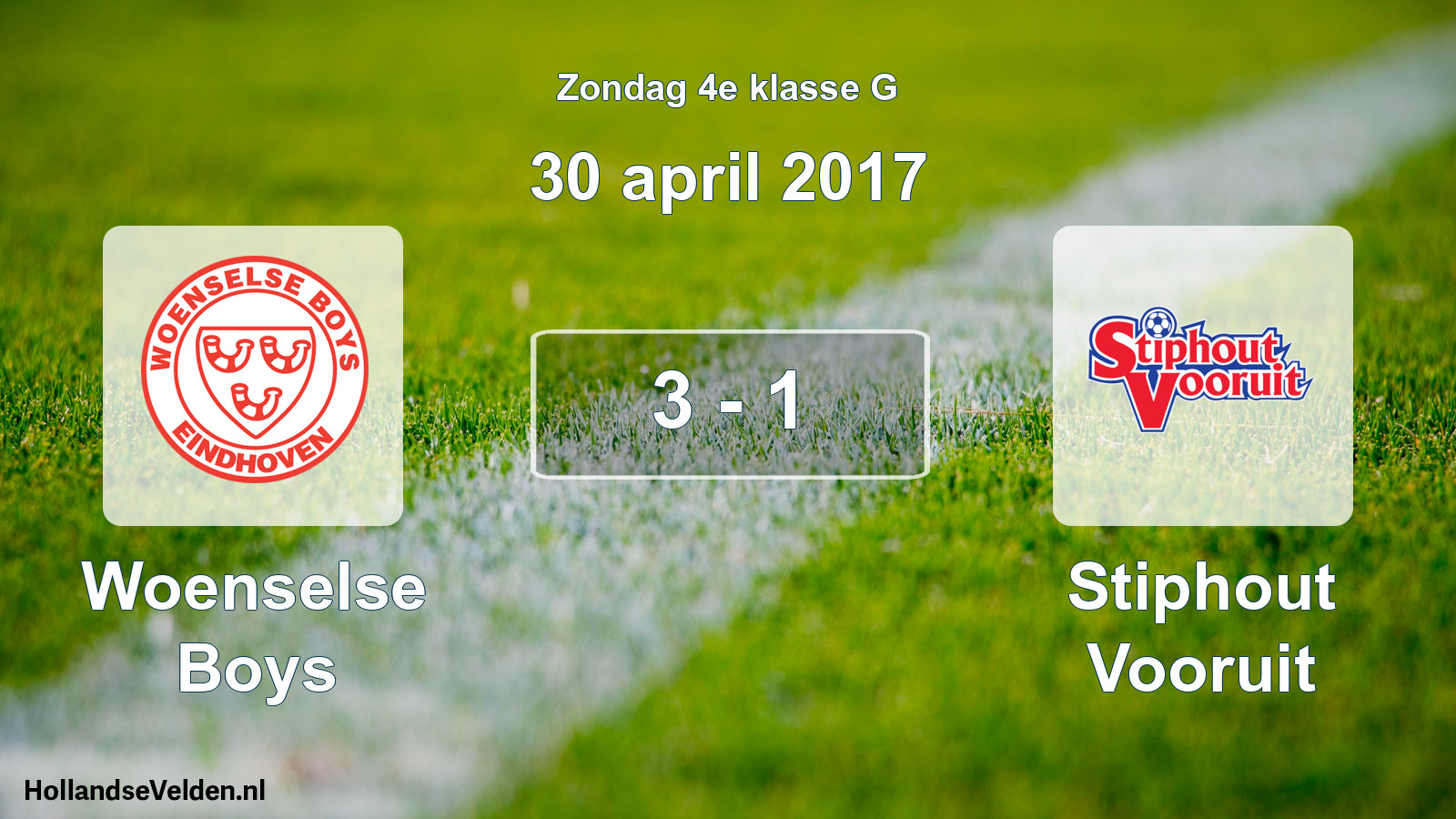 Total number of matches played: Woenselse Boys - Stiphout Vooruit 3 - 1 (30 April 2017)