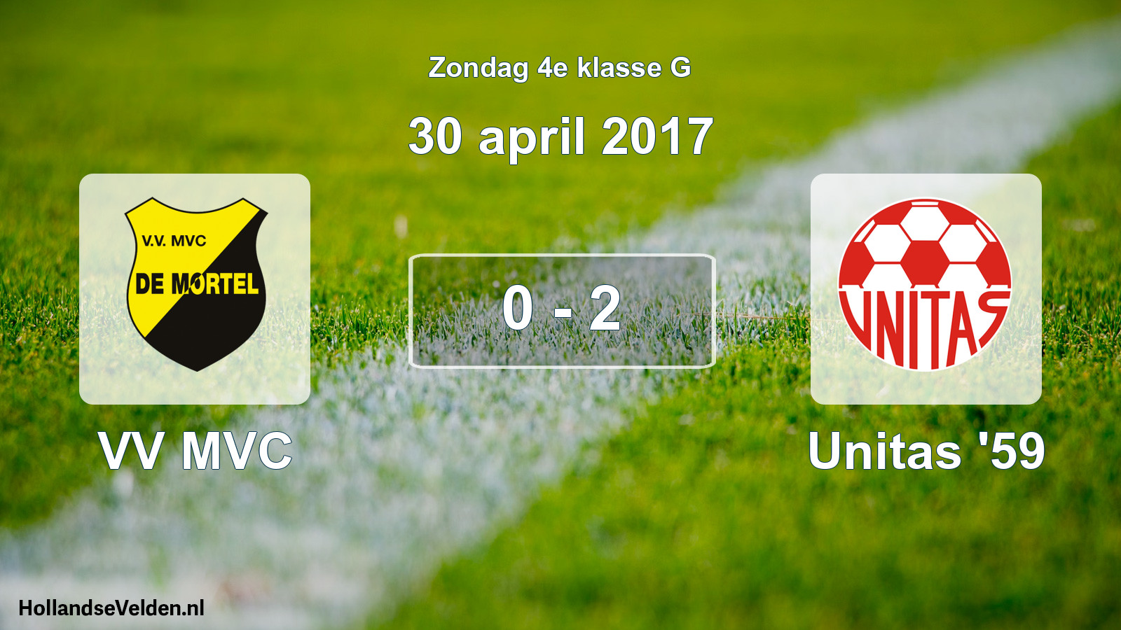 Total number of matches played: VV MVC - Unitas '59 0 - 2 (30 April 2017)