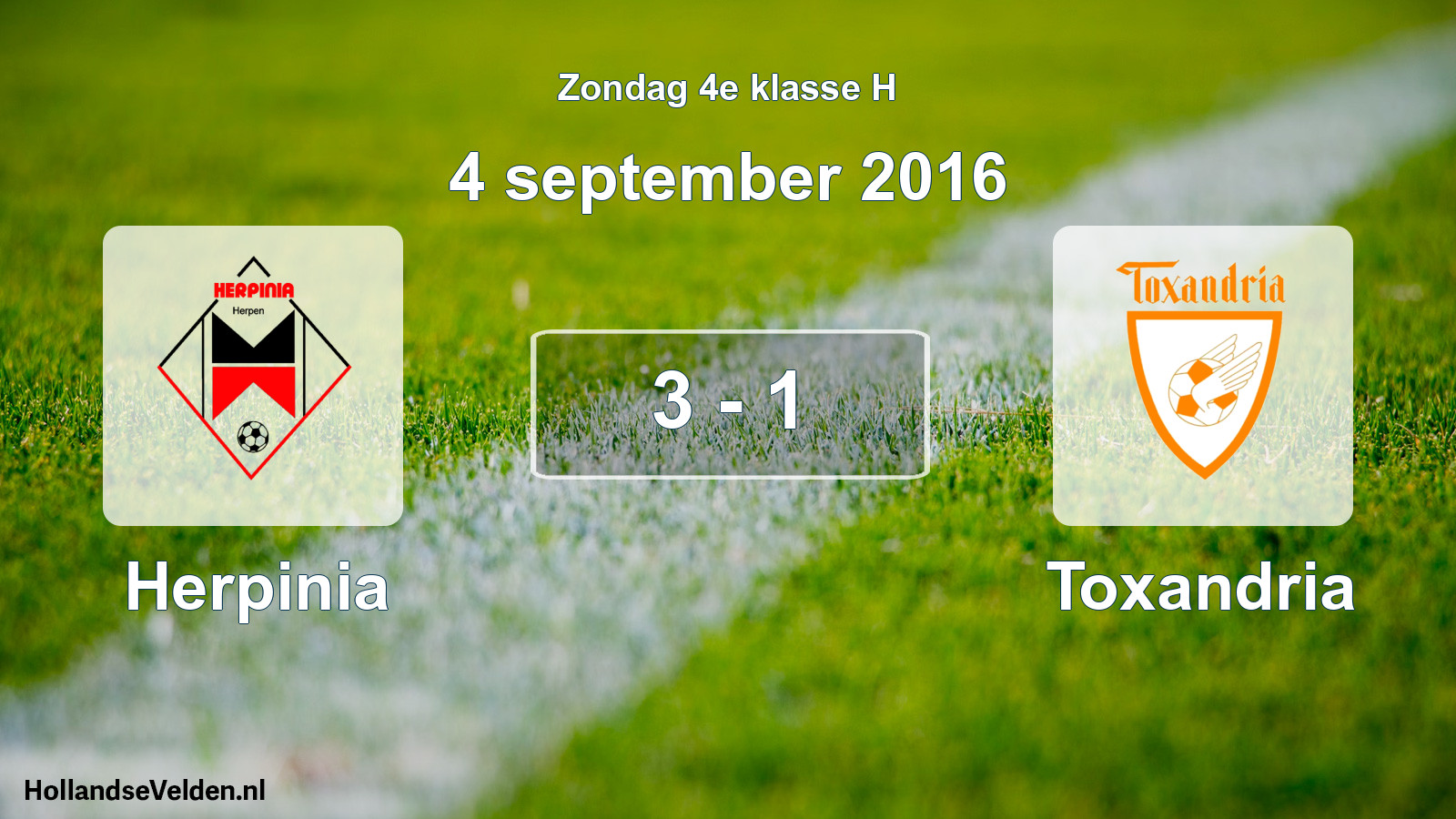 Total number of matches played: Herpinia - Toxandria 3 - 1 (4 September 2016)