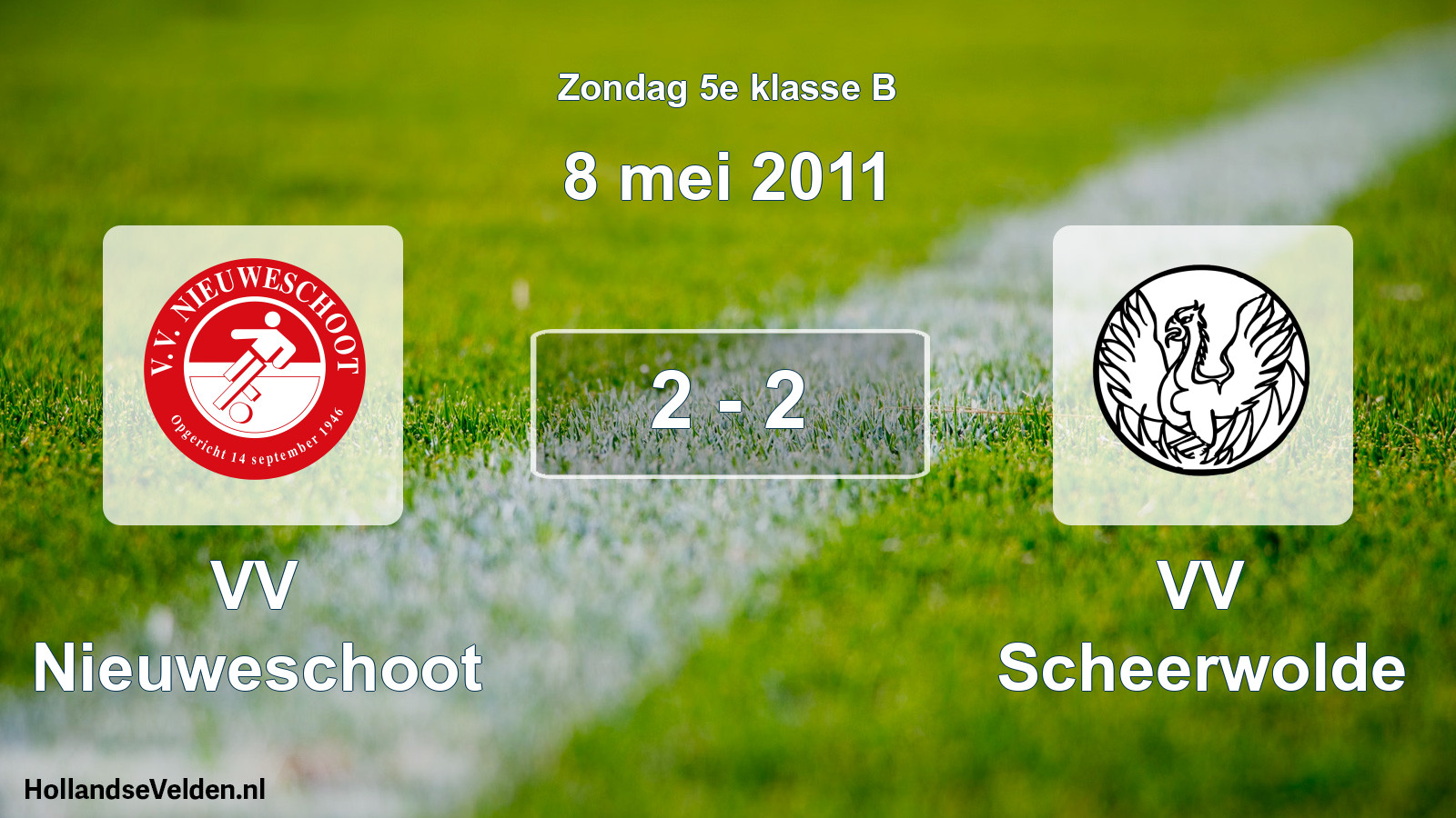 Total number of matches played: VV Nieuweschoot - VV Scheerwolde 2 - 2 (8 May 2011)