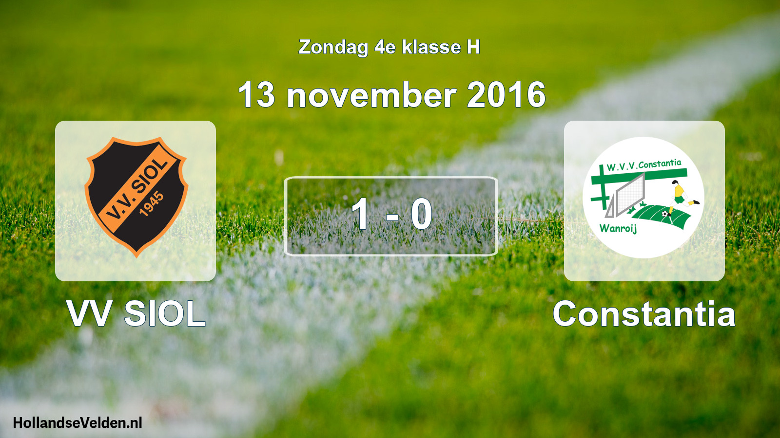Total number of matches played: VV SIOL - Constantia 1 - 0 (13 November 2016)