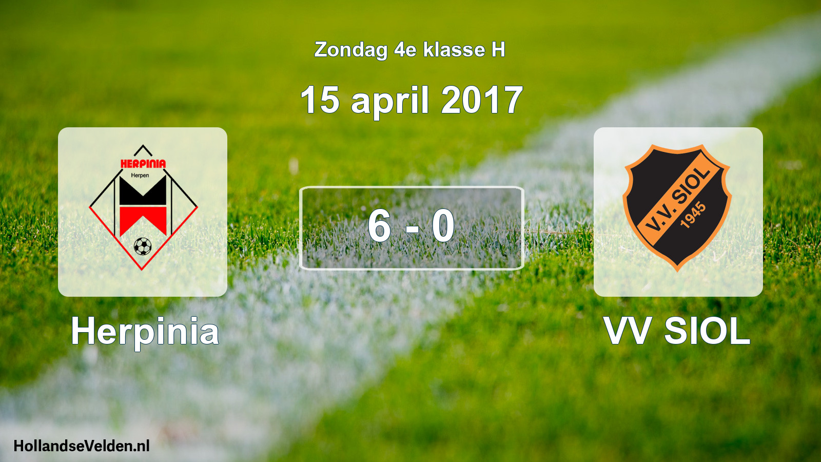 Total number of matches played: Herpinia - VV SIOL 6 - 0 (15 April 2017)
