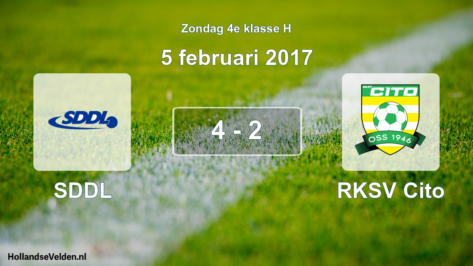 Total number of matches played: SDDL - RKSV Cito 4 - 2 (5 February 2017)