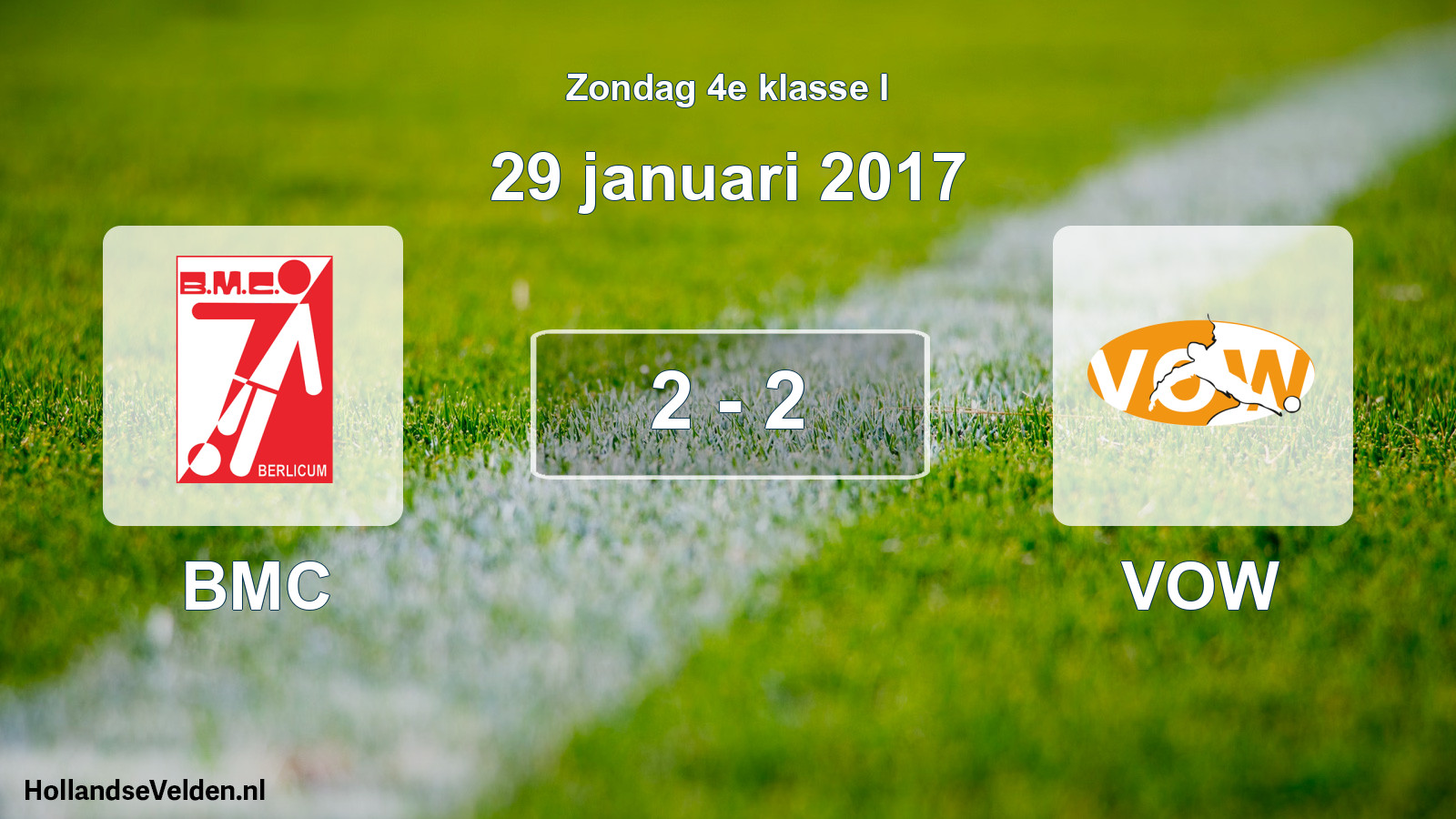 Total number of matches played: BMC - VOW 2 - 2 (29 January 2017)