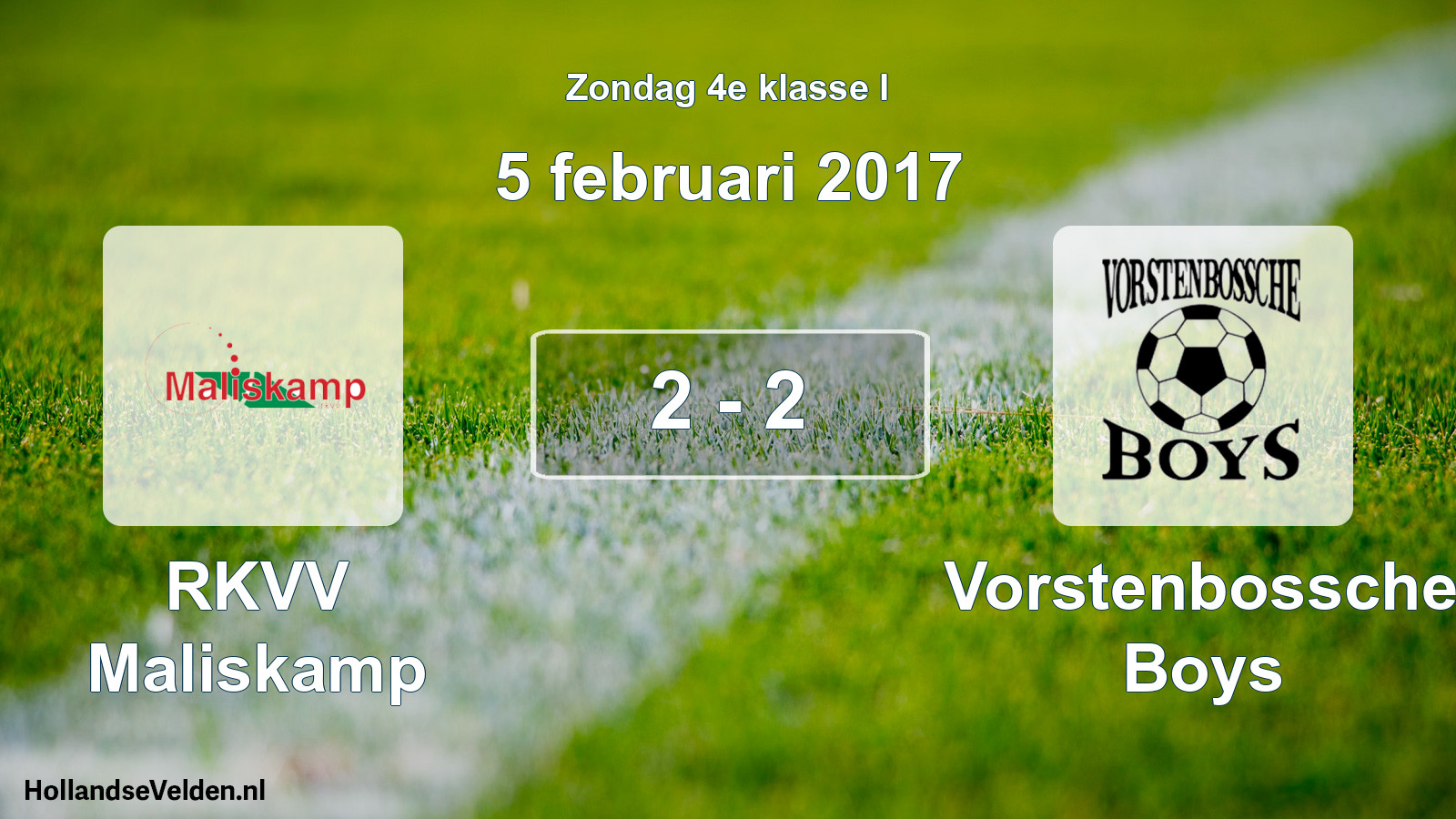 Total number of matches played: RKVV Maliskamp - Vorstenbossche Boys 2 - 2 (5 February 2017)