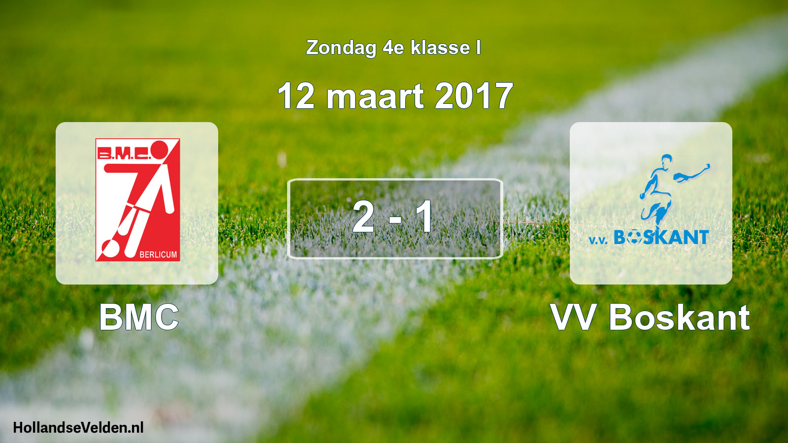Total number of matches played: BMC - VV Boskant 2 - 1 (12 March 2017)