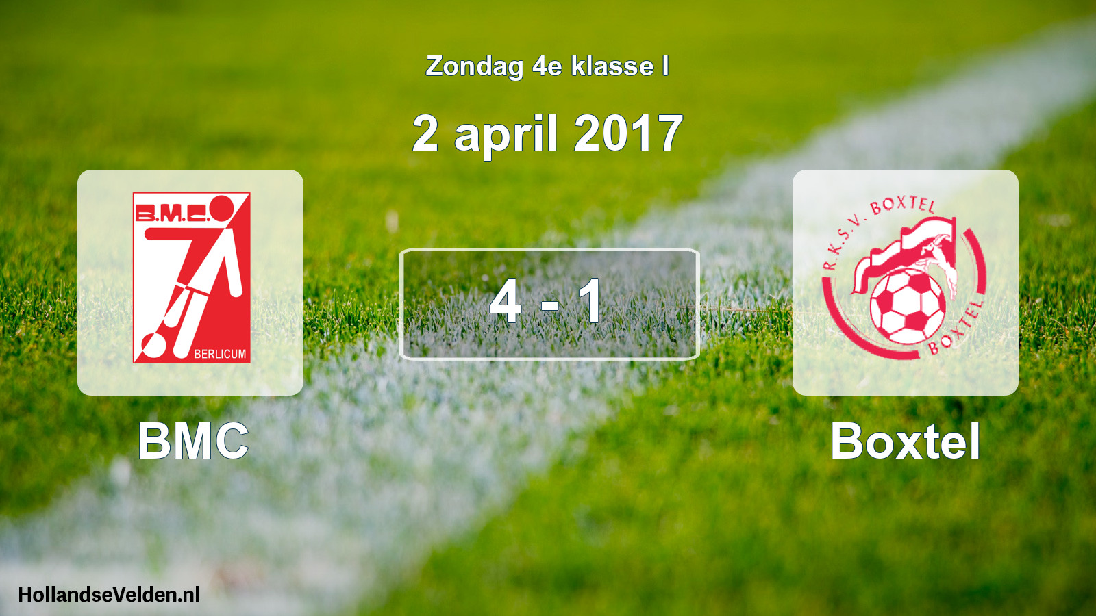 Total number of matches played: BMC - Boxtel 4 - 1 (2 April 2017)
