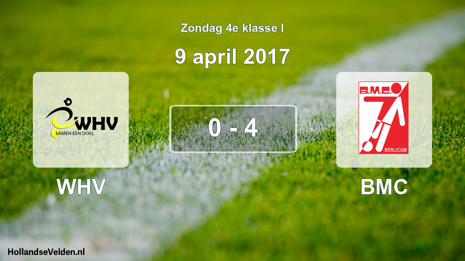 Total number of matches played: WHV - BMC 0 - 4 (9 April 2017)