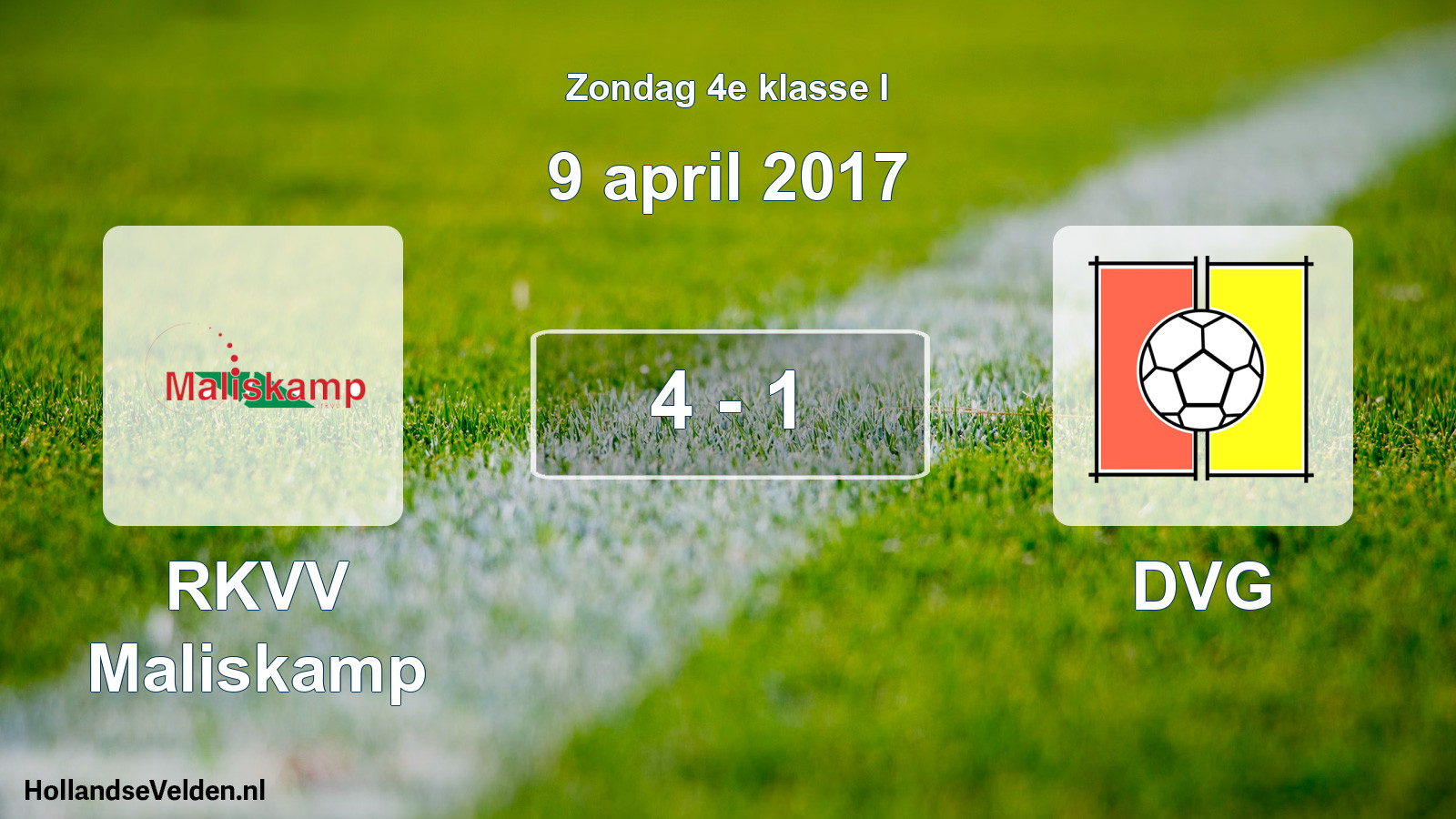 Total number of matches played: RKVV Maliskamp - DVG 4 - 1 (9 April 2017)