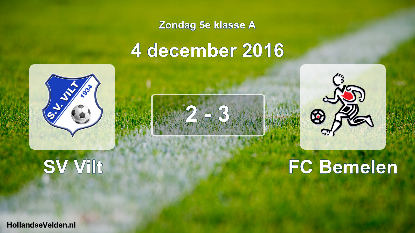 Total number of matches played: SV Vilt - FC Bemelen 2 - 3 (4 December 2016)