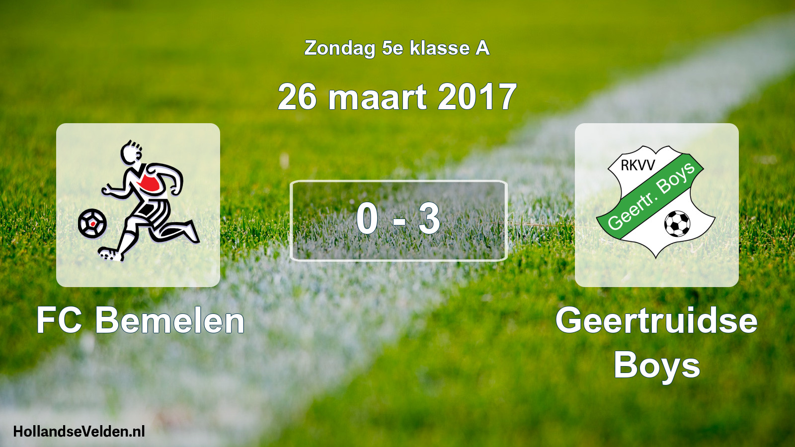 Total number of matches played: FC Bemelen - Geertruidse Boys 0 - 3 (26 March 2017)