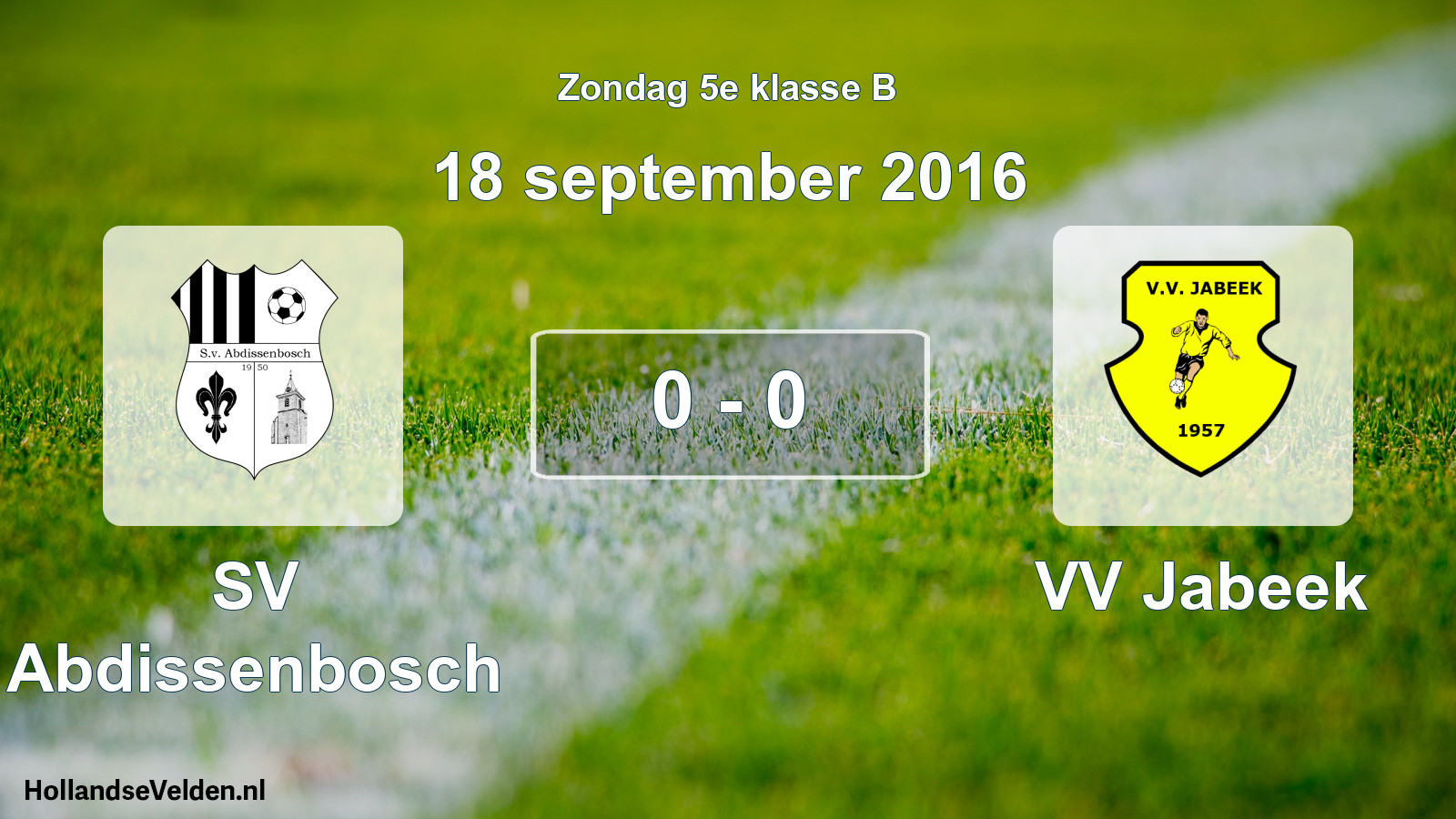 Total number of matches played: SV Abdissenbosch - VV Jabeek 0 - 0 (18 September 2016)