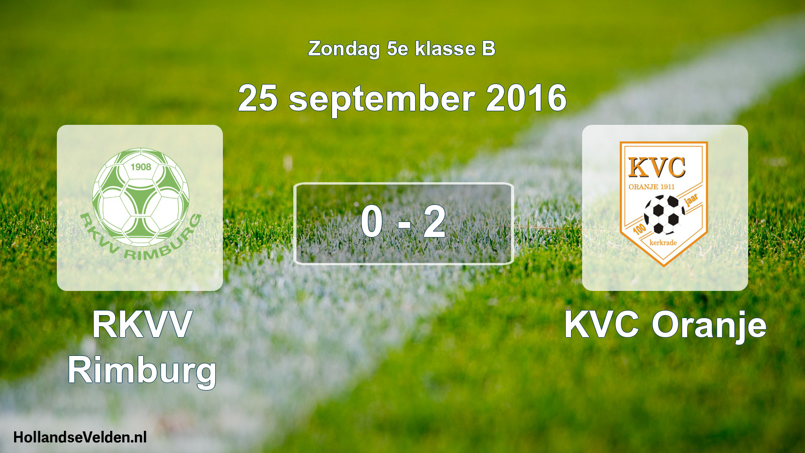 Total number of matches played: RKVV Rimburg - KVC Oranje 0 - 2 (25 September 2016)