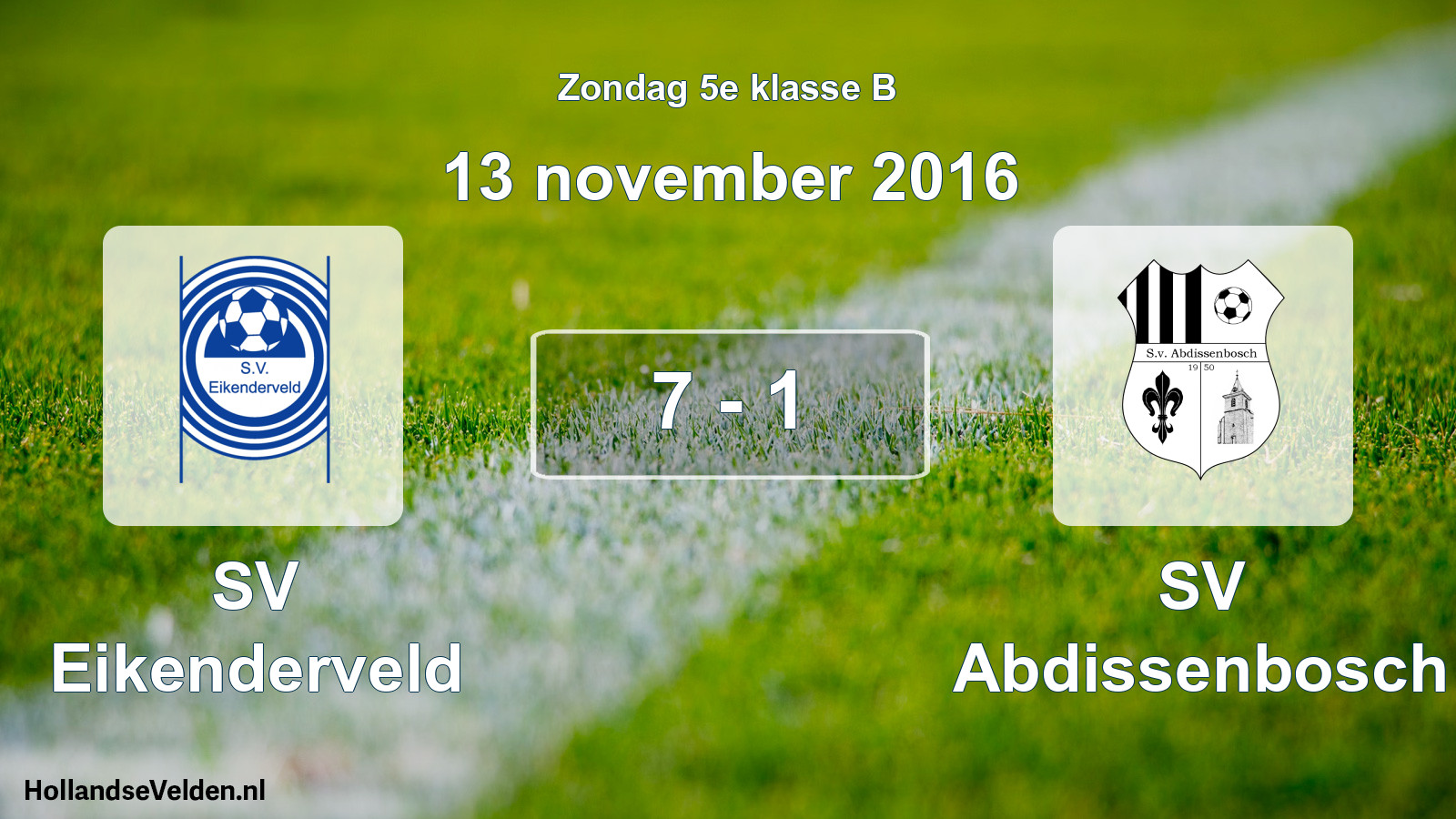 Total number of matches played: SV Eikenderveld - SV Abdissenbosch 7 - 1 (13 November 2016)