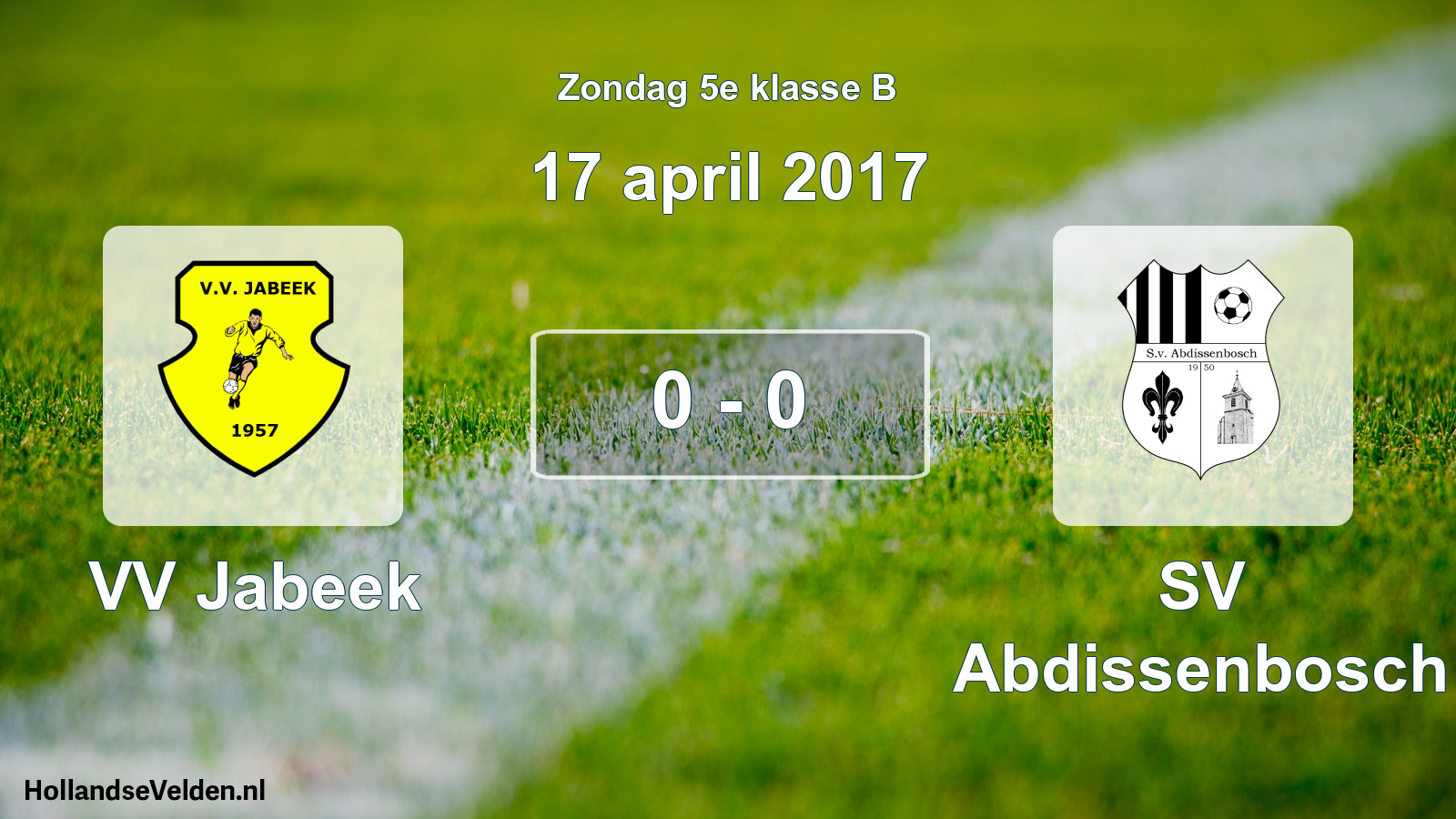 Total number of matches played: VV Jabeek - SV Abdissenbosch 0 - 0 (17 April 2017)