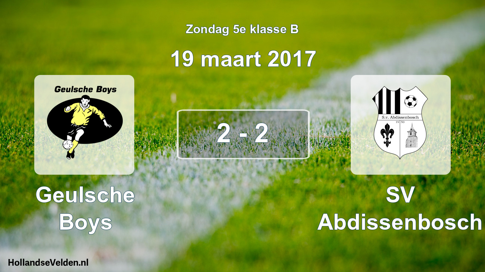 Total number of matches played: Geulsche Boys - SV Abdissenbosch 2 - 2 (19 March 2017)